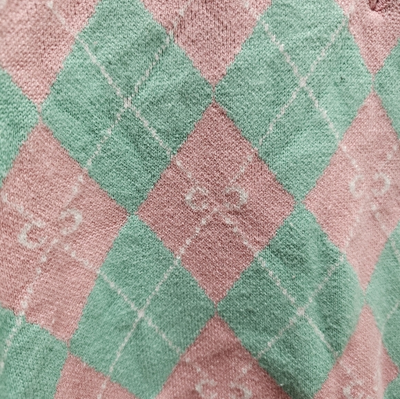 Böhme soft sweater vest bright teal and pink checkers with bows - Picture 6 of 6